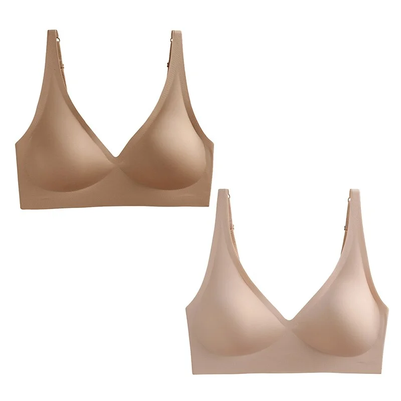 Billionm 2PCS Plus Size Sexy Seamless Bras For Women Wire Free Underwear BH Push Up Bralette With Pad Vest Top Soft Bra Brassiere Lingeri