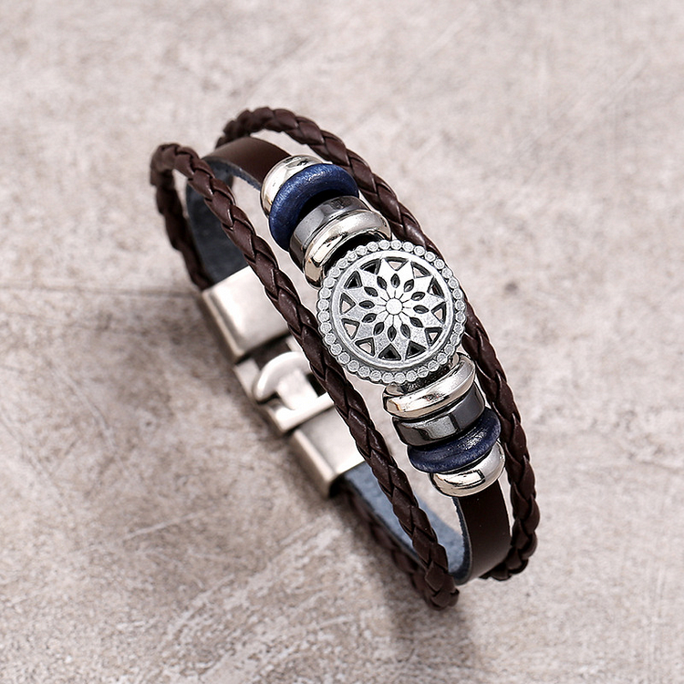 Men's woven cowhide bracelet