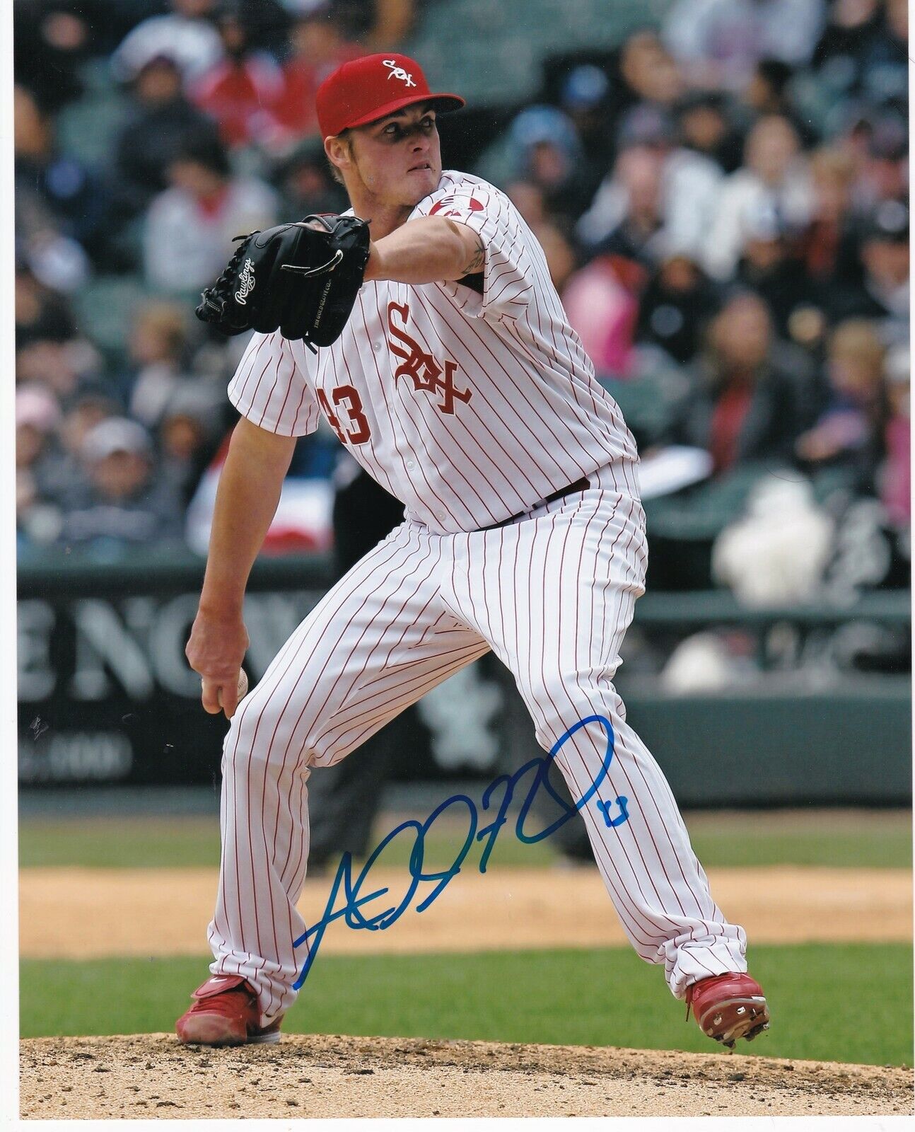 ADDISON REED CHICAGO WHITE SOX ACTION SIGNED 8x10