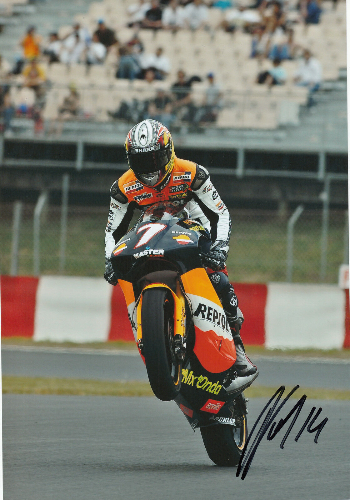 Randy de Puniet Hand Signed Repsol Aprilia 250cc 2005 12x8 Photo Poster painting 1.