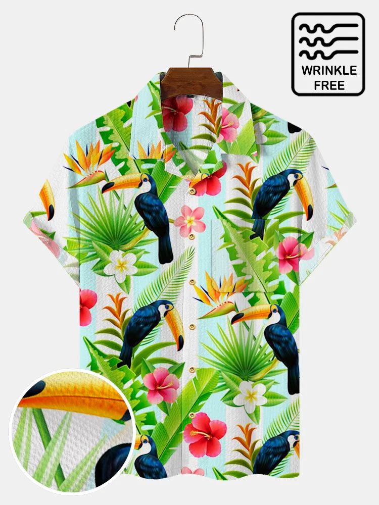Men's Beach Holiday Casual Hawaiian Shirts Wrinkle Free Shirts