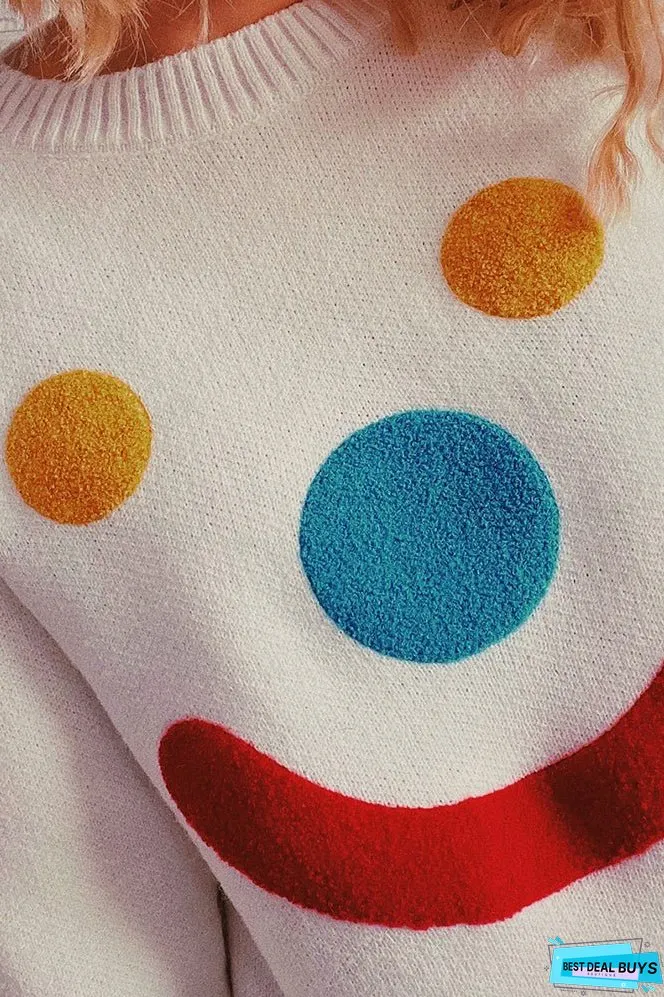 Clown Smile Knit Pullover Sweaters Winter Outfits