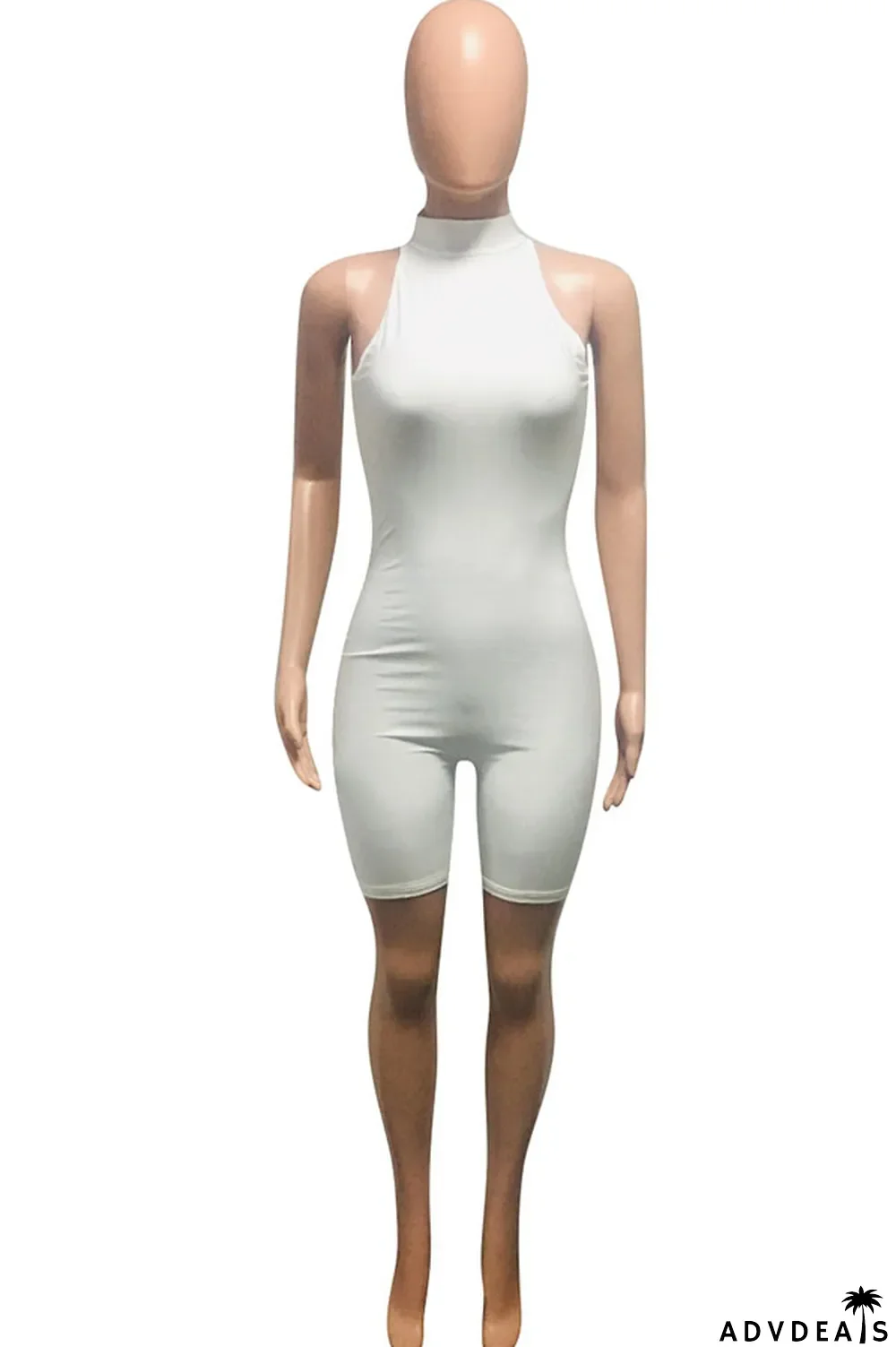 Grey Fashion street Solid Milk. Sleeveless O Neck Jumpsuits