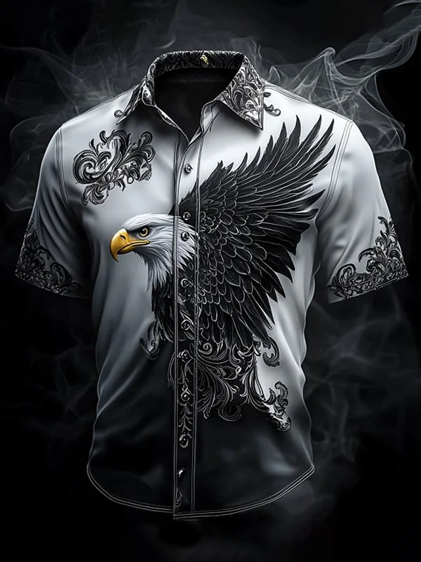Men's Retro Viking Graphic Short Sleeve Shirt 