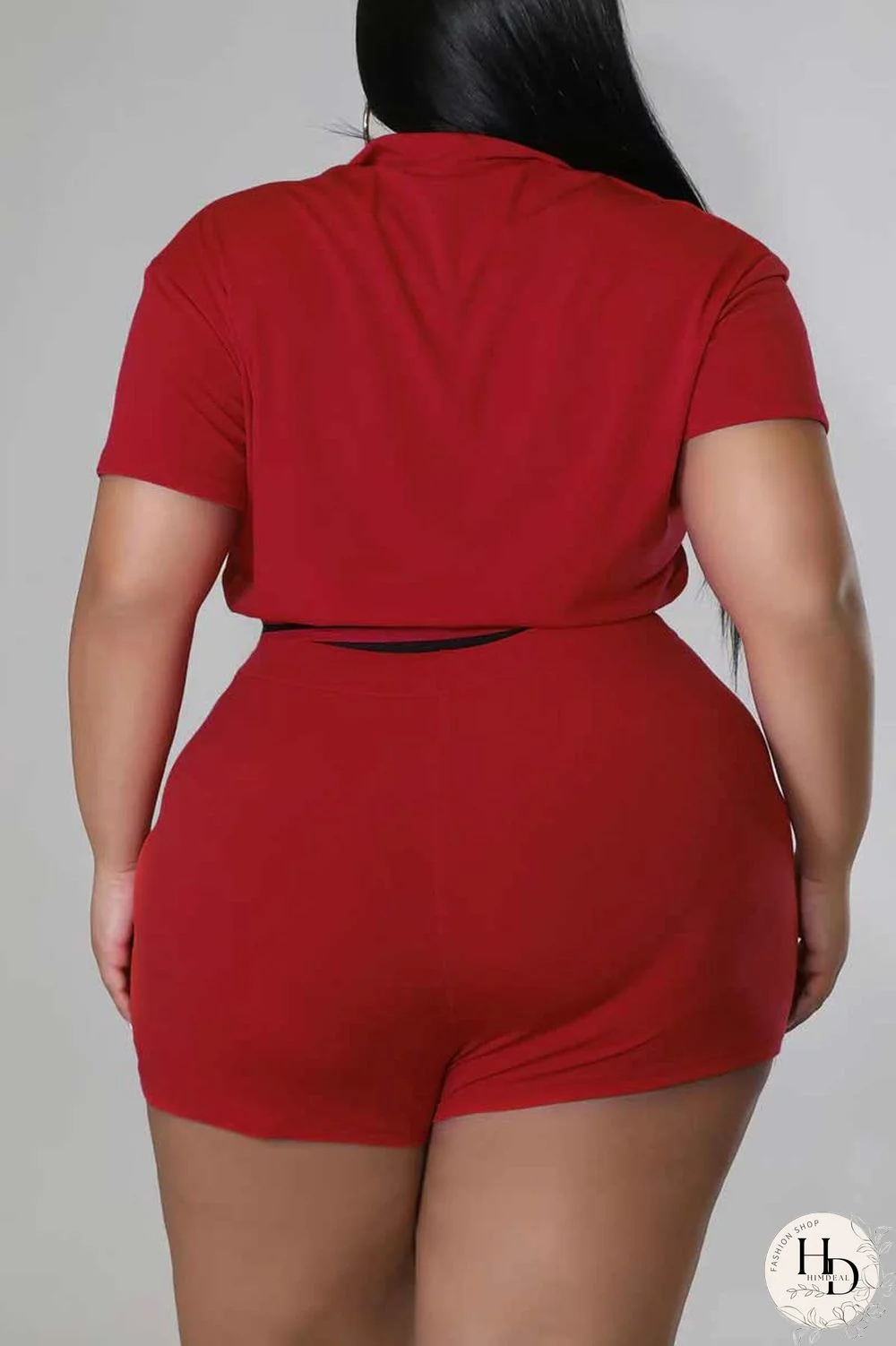 Red Casual Solid Patchwork Zipper Plus Size Two Pieces