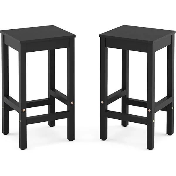 26 Inch Bar Stools Set of 2, Counter Height Bar Stool with Footrest, Acacia Wood Bar Chairs for Kitchen Island, Dining Room, Cafe, Bar Counter, Teak Brown 2 Teak Brown