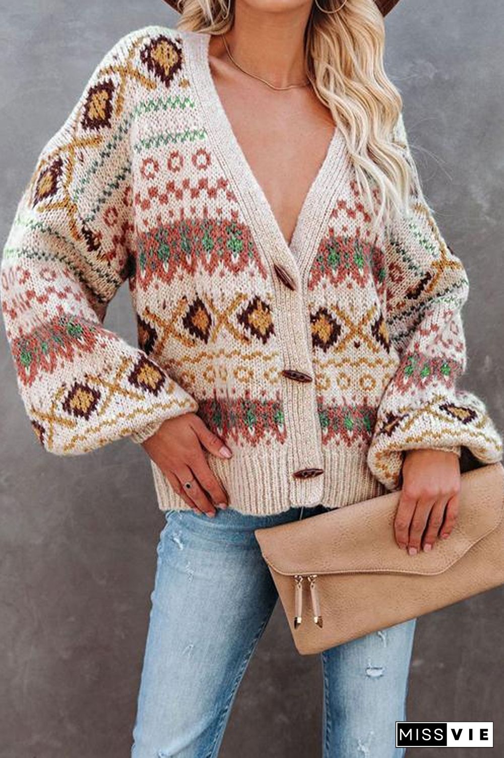 Boho Horn Button Cardigan