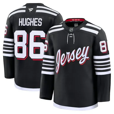 Youth New Jersey Devils #86 Jack Hughes Black 2024-25 Alternate With A Patch Stitched Hockey Jersey