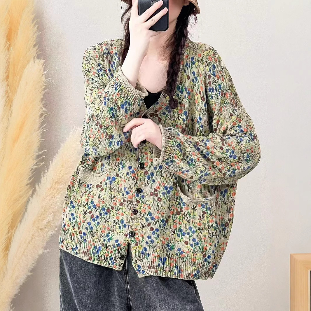 Chicfifth Sweater Women Winter Long Sleeve High Quality Autumn Vintage Top Knitted Cardigan