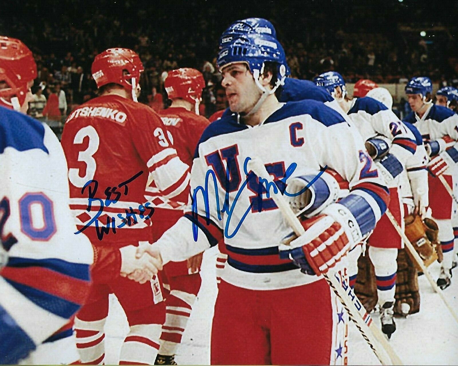 GFA 1980 Miracle on Ice Captain * MIKE ERUZIONE * Signed 8x10 Photo Poster painting M6 COA