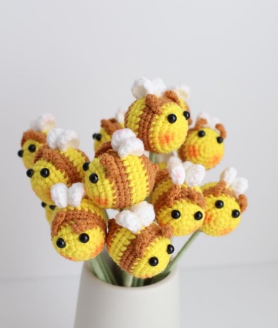 handmade crochet bee gift decor bumblebee