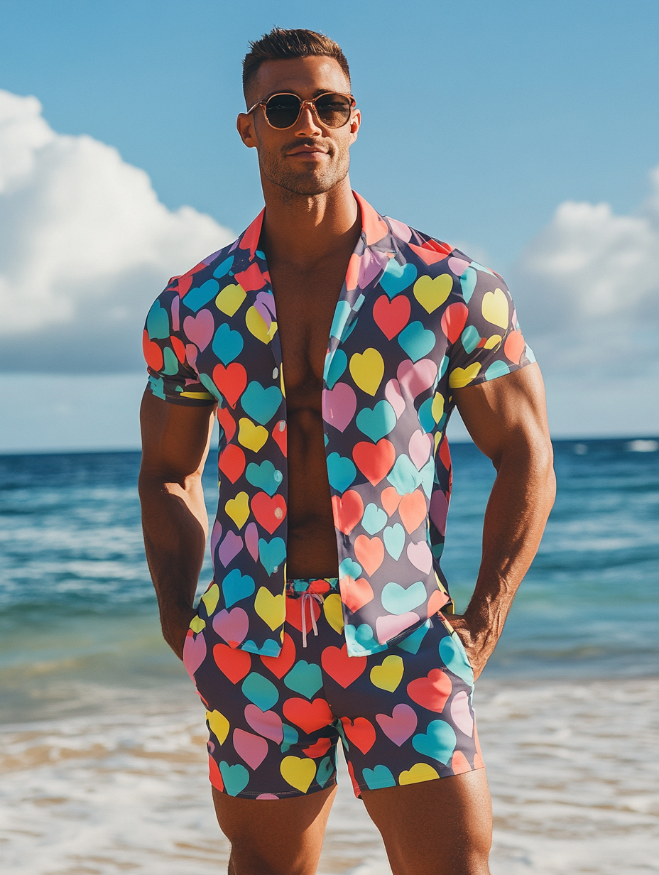 Endless love Hawaiian Print Shirt Set