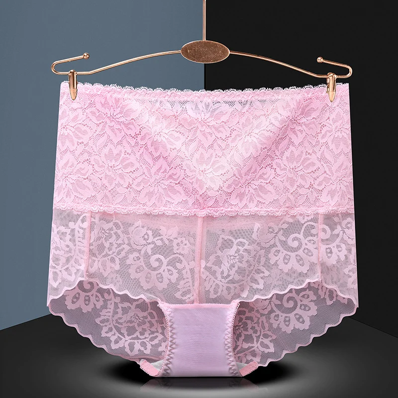 Billionm Size Butt Lifter Panties Sexy Lace High Waist Briefs Women Flowers Underwear Girdle Waist Pants Transparent Silk Knickers