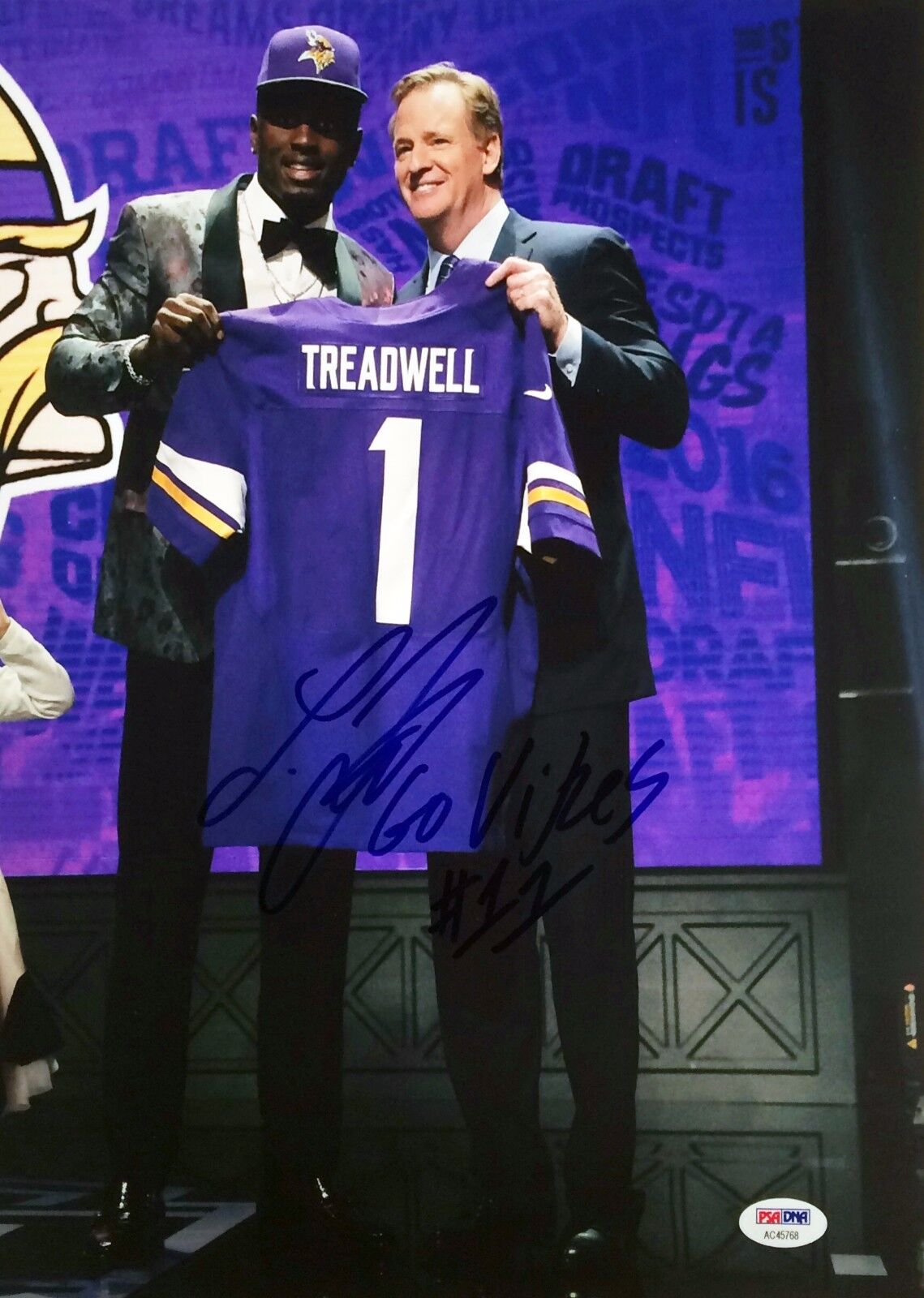 Laquon Treadwell Minnesota Vikings Signed 11x14 Photo Poster painting PSA AC45768