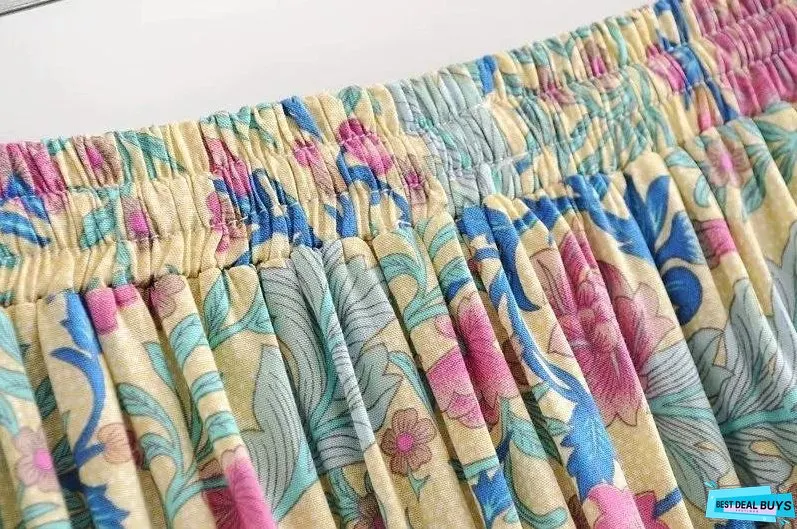 Spring New Elastic Waist Positioning Printing Large Swing Skirt