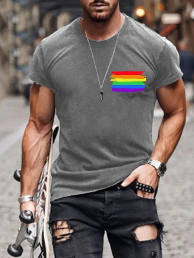 Men's Pride Rainbow Flag Love Wins Casual Cotton Tee socialshop