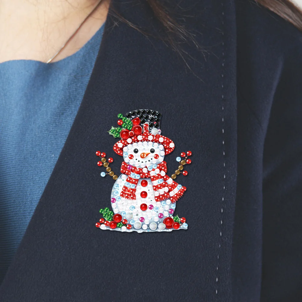 4Pcs Acrylic Special Shaped Christmas DIY Diamond Art Brooch Kit for Women Girls