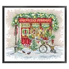>SALE<Embroidery Eco-cotton Thread 14CT Printed Xmas Window Cross Stitch 34x30cm