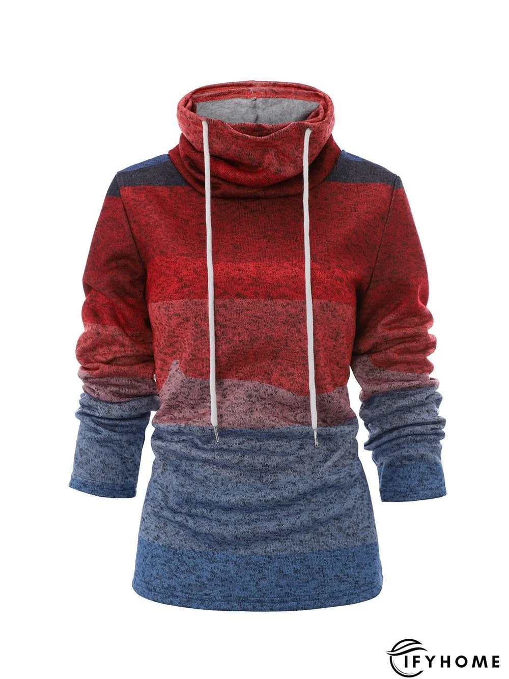Multicolor Patchwork Color-Block Hoodie Long Sleeve Sweatshirt | IFYHOME