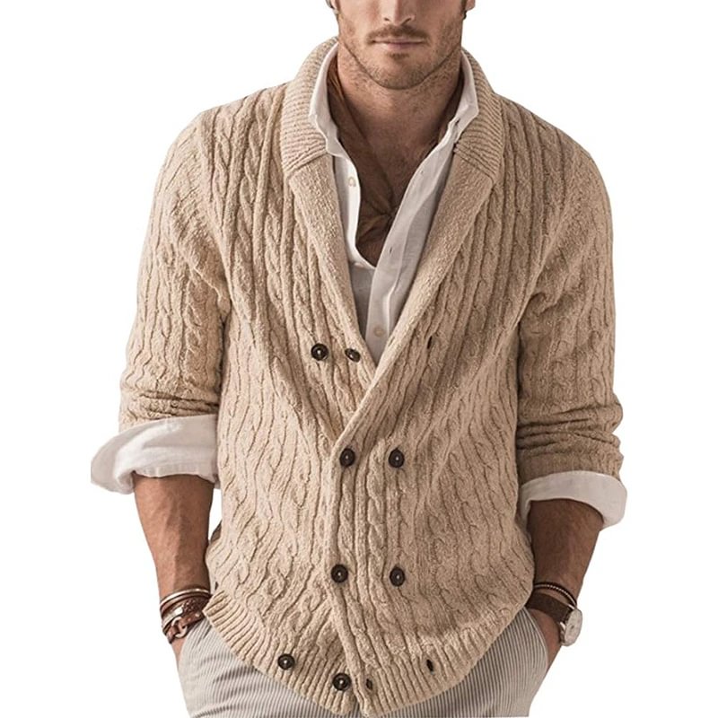 Cardigan Men's Sweater New Solid Color Knitted Coat - VSMEE