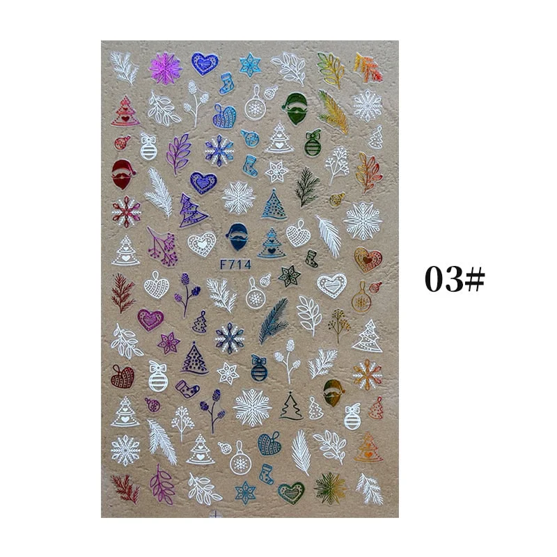 2021 NEW Christmas Slider Nail Art Water Decals Decoration Snowflake Nail Art Sticker DIY Manicures Water Transfer Foil Xmas Gif-Nail Inspo