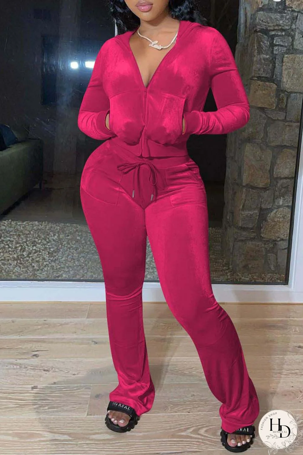 Royal Blue Fashion Casual Solid Patchwork Zipper Hooded Collar Long Sleeve Two Pieces