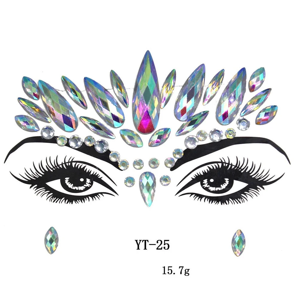 Sexy Style Rhinestone Acrylic Self-adhesive Jewelry Face Creative Tattoo Body Art Jewelry Masquerade Eyes Beauty Makeup Sticker