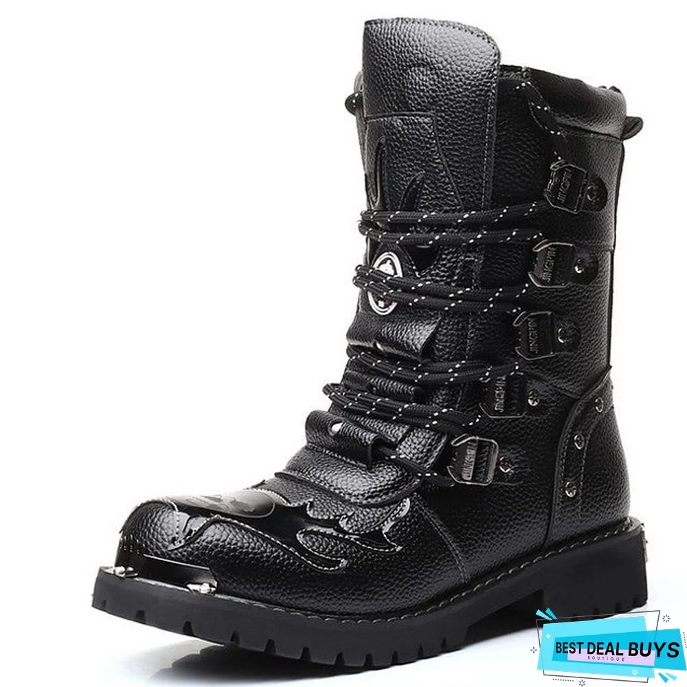 Men's Classic Daily Boots Pu Mid-Calf Boots Black