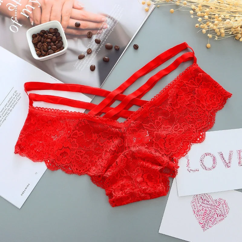 Sexy Panties Women Lace Low-rise Solid Sexy Briefs Transparent Female Underwear Soft Lingerie Ladies G String Thong