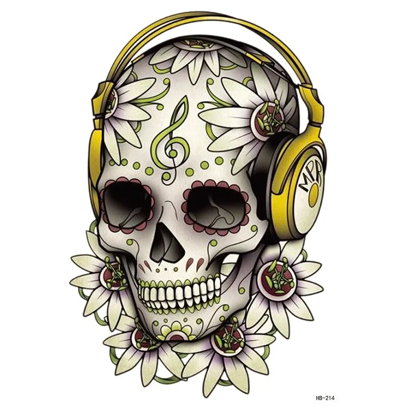 Sdrawing Forest Tattoo Sticker for Men Tiger Wolf Tattoo Death Skull Temporari Tattoo Skeleton Naked Girls Fake Tatoo for Women