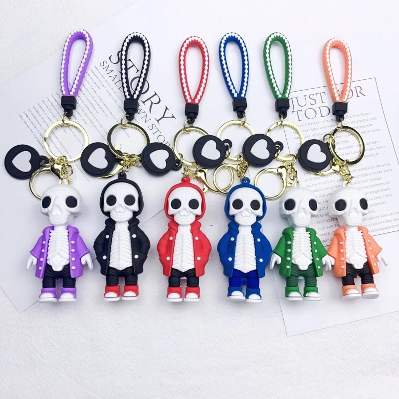 Cartoon Style Heart Shape Skull Silica Gel Halloween Unisex Keychain