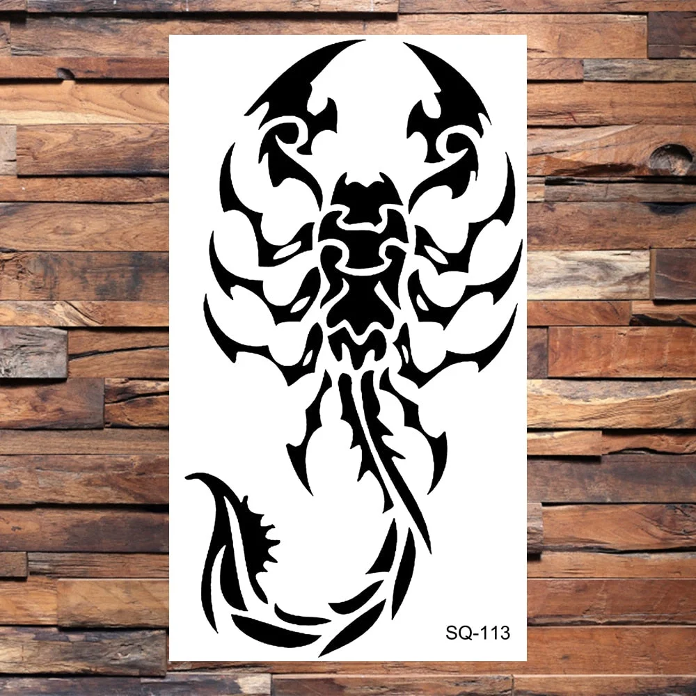 Black Dragon Temporary Tattoos For Men Women Realistic Scorpion Snake Fake Tattoo Sticker Body Arm Water Transfer Tatoos DIY