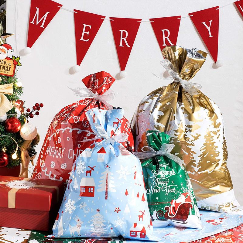 Drawstrings Christmas Gift Bags - tree - Codlins