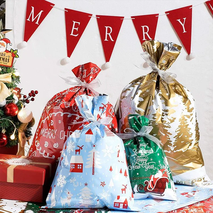 Drawstrings Christmas Gift Bags - tree - Codlins