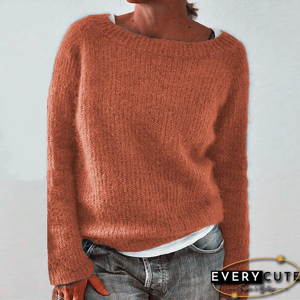 Casual Shift Plain Knitted Sweater