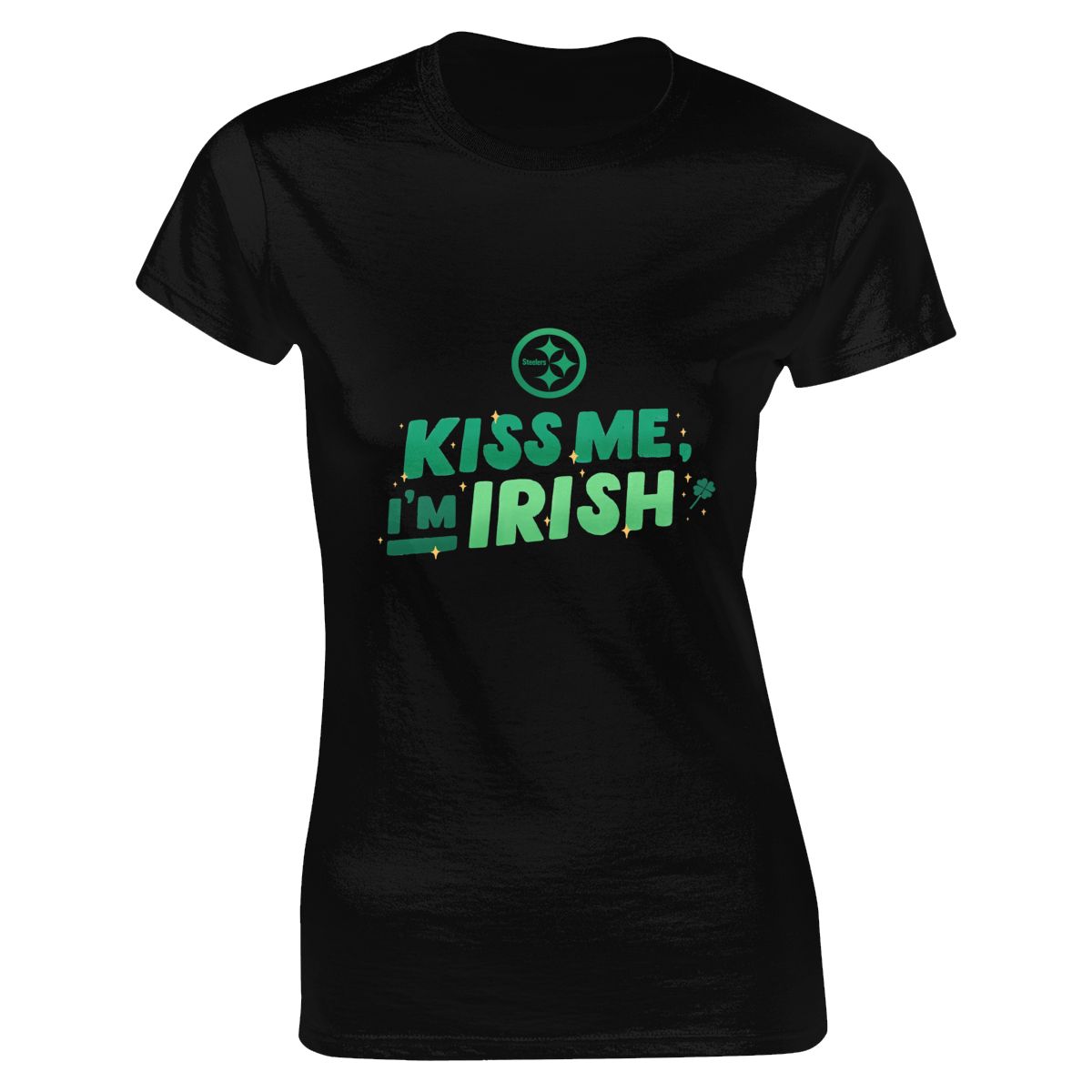Pittsburgh Steelers Kiss Me I'm Irish St. Patrick's Day Women's Soft Cotton T-Shirt
