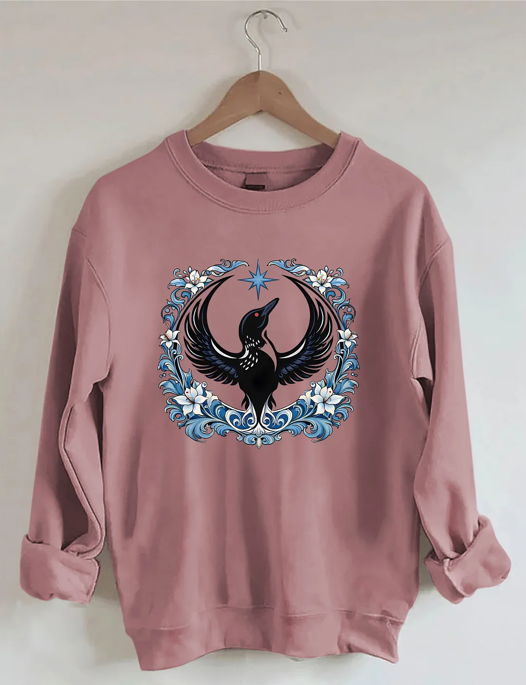Floral Minnesota Loon Bird Sweatshirt