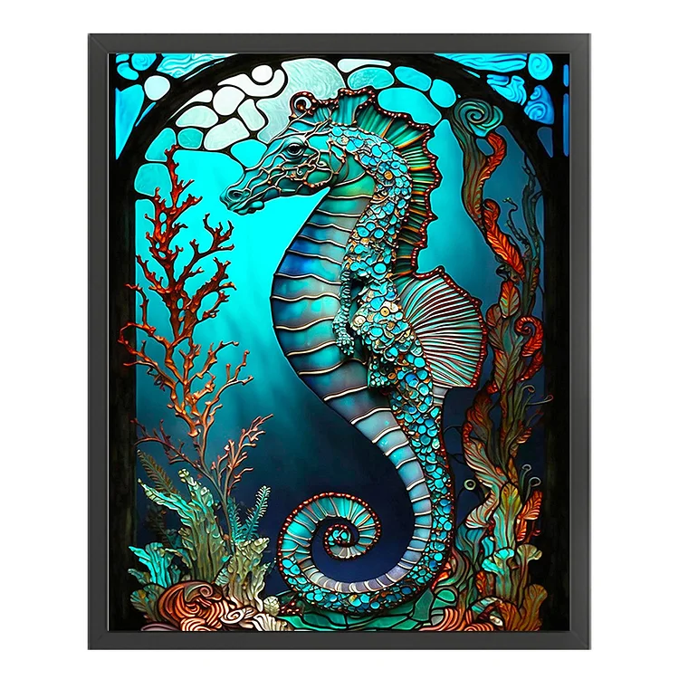 Seahorse cross stitch bookmark kit Ocean Animal embroidery kit Counted  Pattern