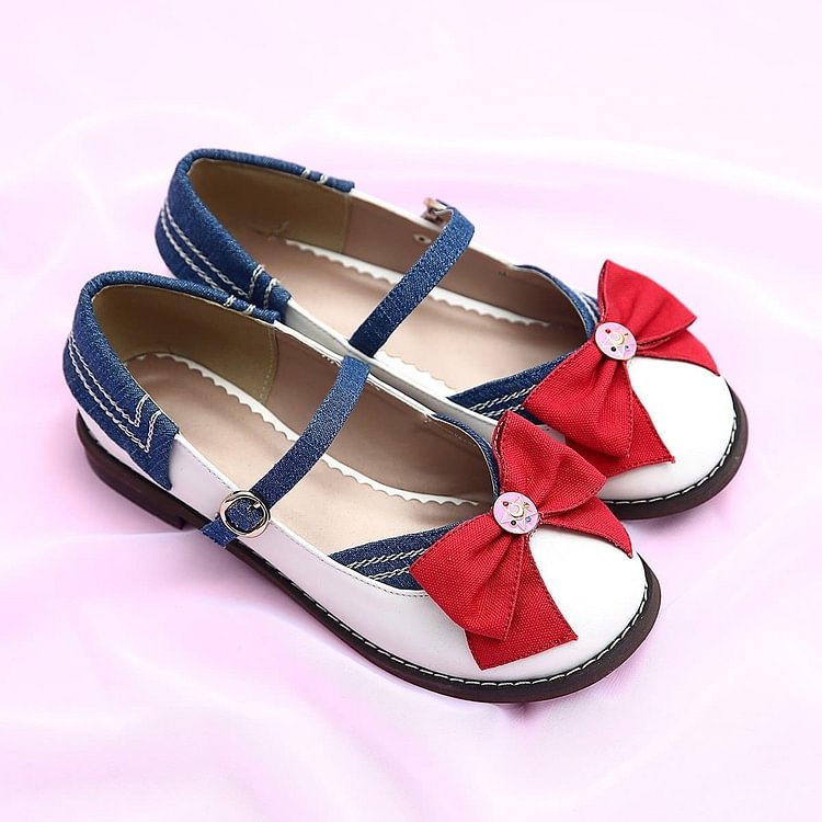 White Sailor Moon Bowknot Lolita Shoes SP167221