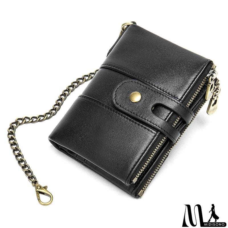 MidiSono - Mens Anti-Theft Multipockets Vintage Leather Wallets