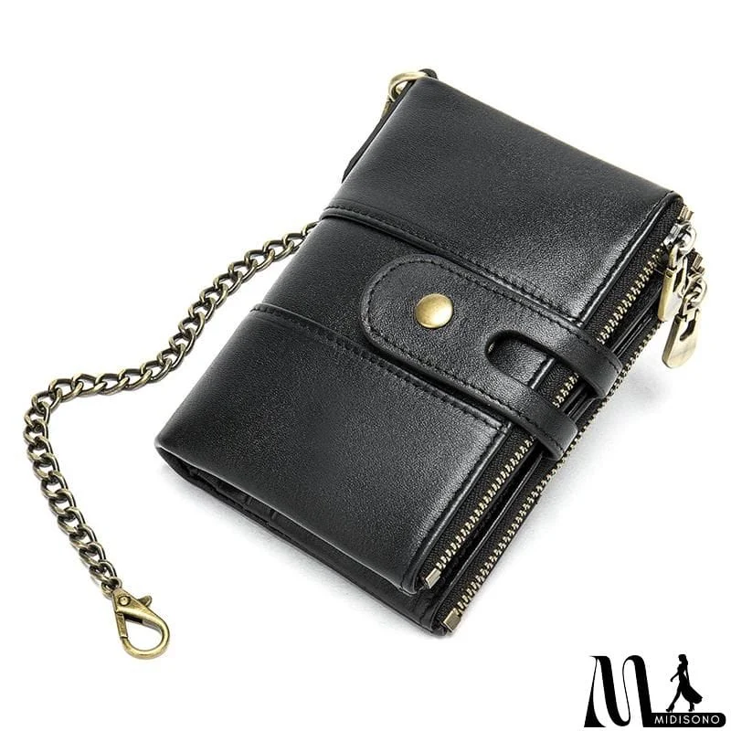 MidiSono - Mens Anti-Theft Multipockets Vintage Leather Wallets