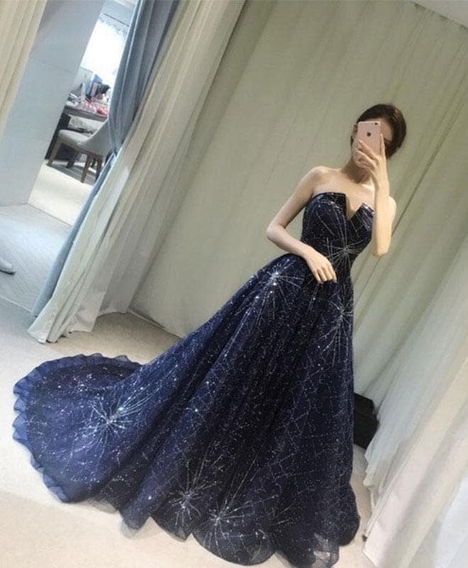 Blue Long Prom Gown, Blue Evening Dress, Formal Dress