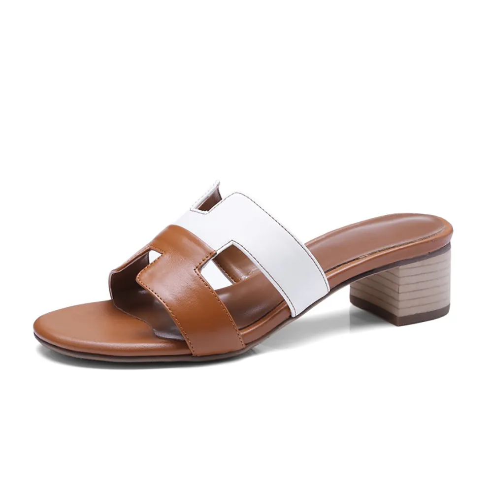 H-Shape Women's Summer Flats PU Stitching Color-vocosishoes