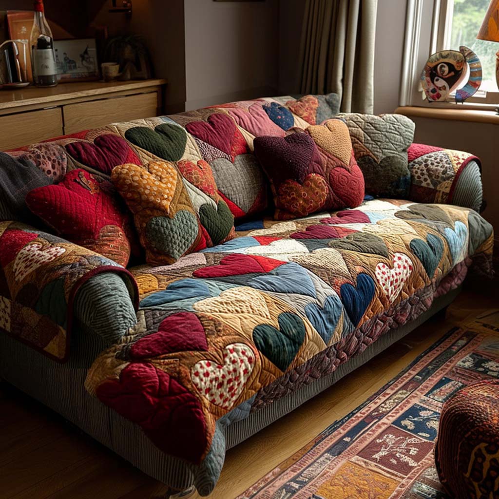 Heart Dream Quilted Sofa Cover NCU0NT11523 everthome