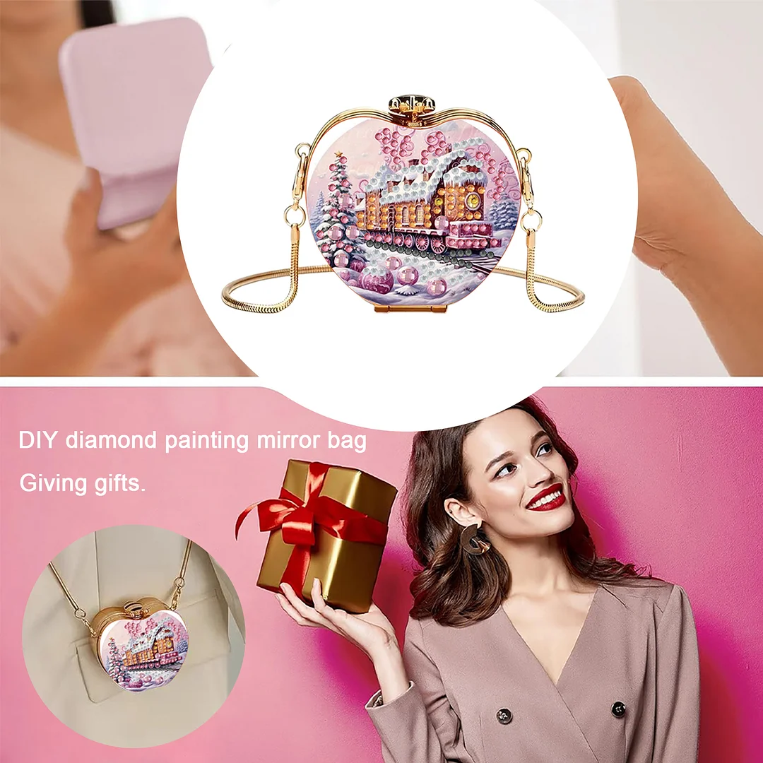 Train DIY Acrylic Love Art Diamond Painting Coin Purse with Chain for Women Girl