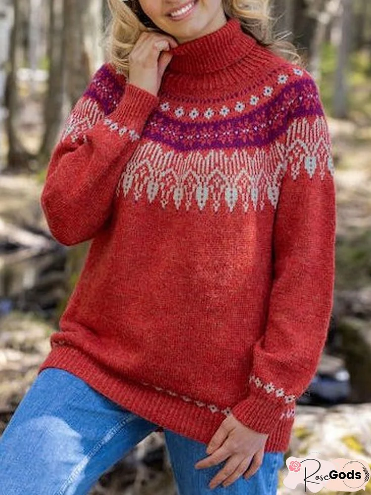 Ethnic Turtleneck Sweater