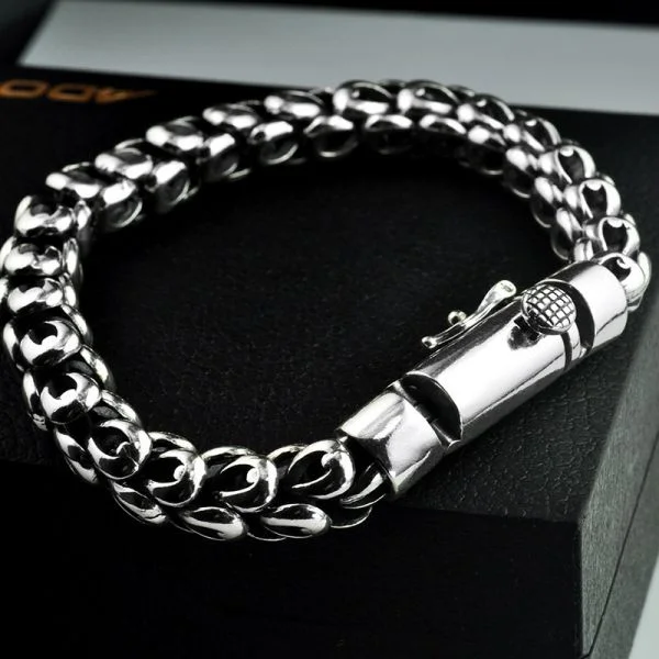 Sterling Silver Dragon Scale Chain Bracelet