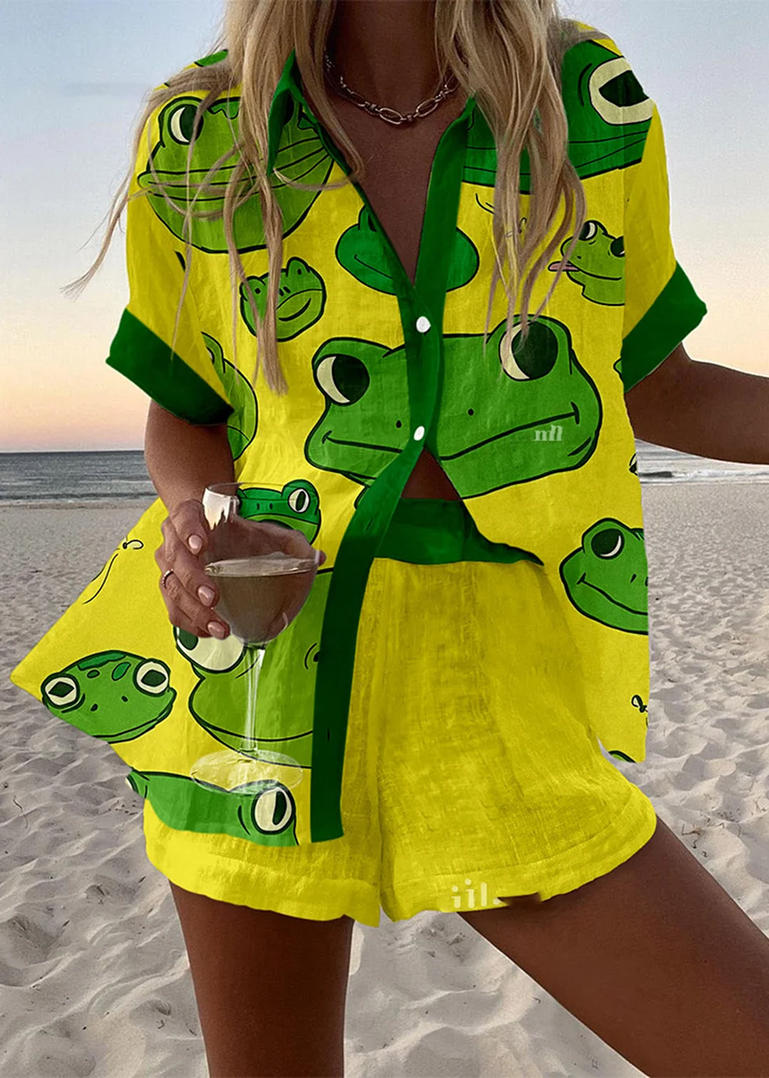 Frog Print Two-Piece Set