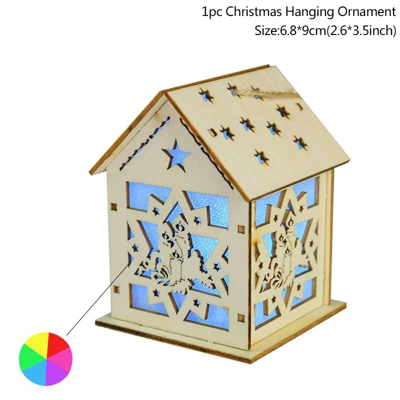 Led Light Wood House Christmas Tree Decorations For Home 2020 Christmas Tree Hanging Ornaments Navidad New Year Xmas Kids Gift