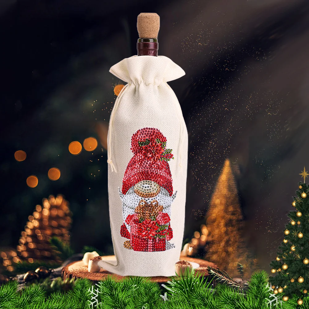 4pcs DIY Diamond Painting Wine Bag Rhinestones Liquor Bottle Cover (Butterfly)